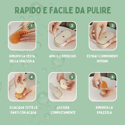 Spazzola a Vapore Multifunzione 4 in 1 per Gatti