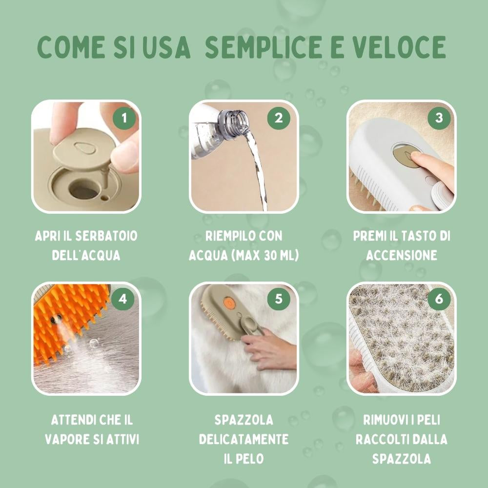 Spazzola a Vapore Multifunzione 4 in 1 per Gatti